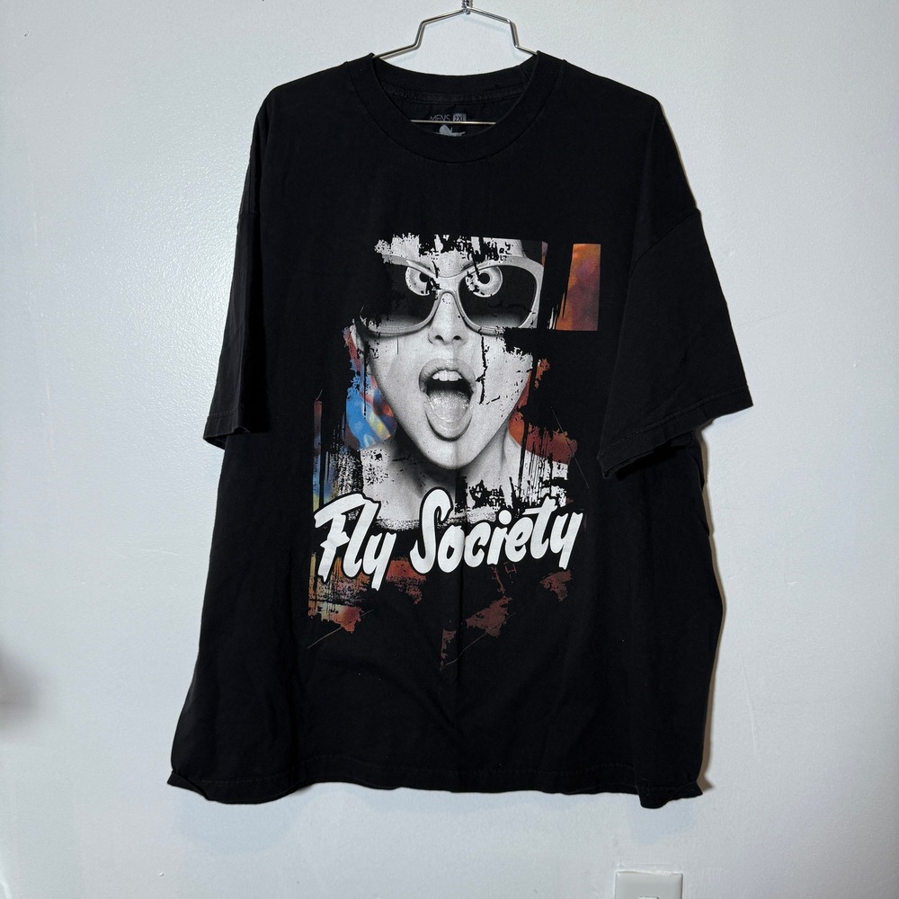 Fly Society Graphic T-Shirt Mens 2XL Black Short Sleeve Streetwear